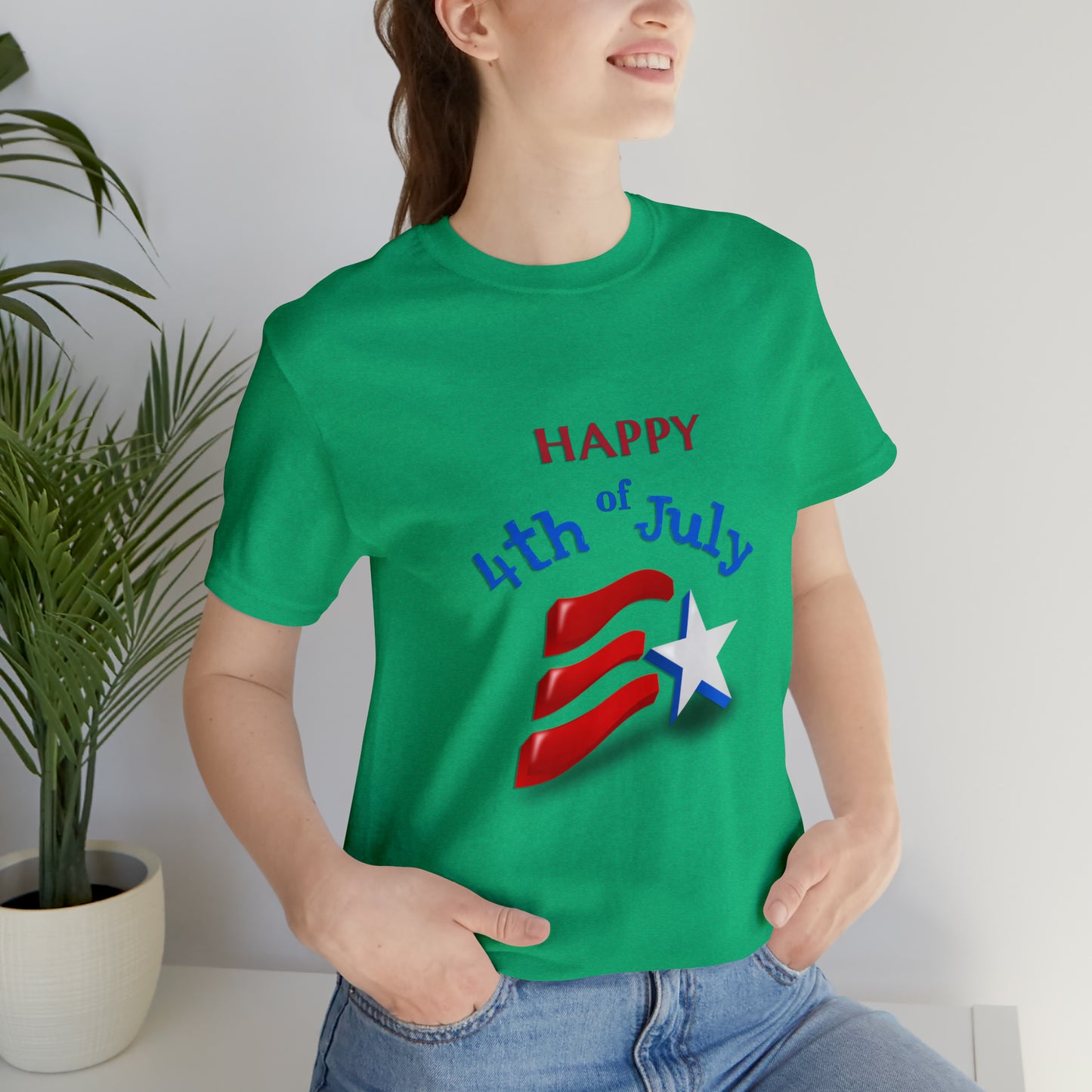 Fourth of July Short Sleeve T-Shirt - Happy 4th of July. Independence Day, Patriotic Fashion, Celebratory T-shirt, American Pride