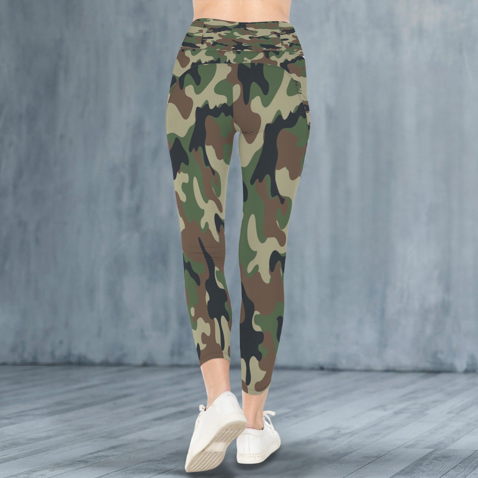 Woodland Pattern Cammo Leggings With Pocket