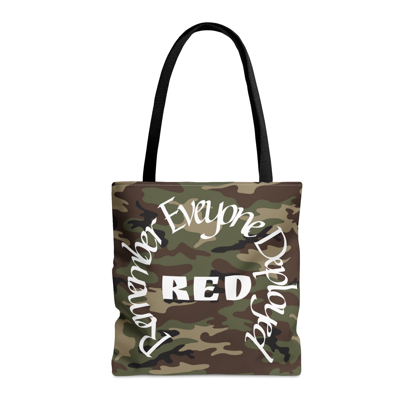 Remember Everyone Deployed Reusable Woodland Tote Bag US Army Deployment Navy Marines Coast Guard Eco Friendly