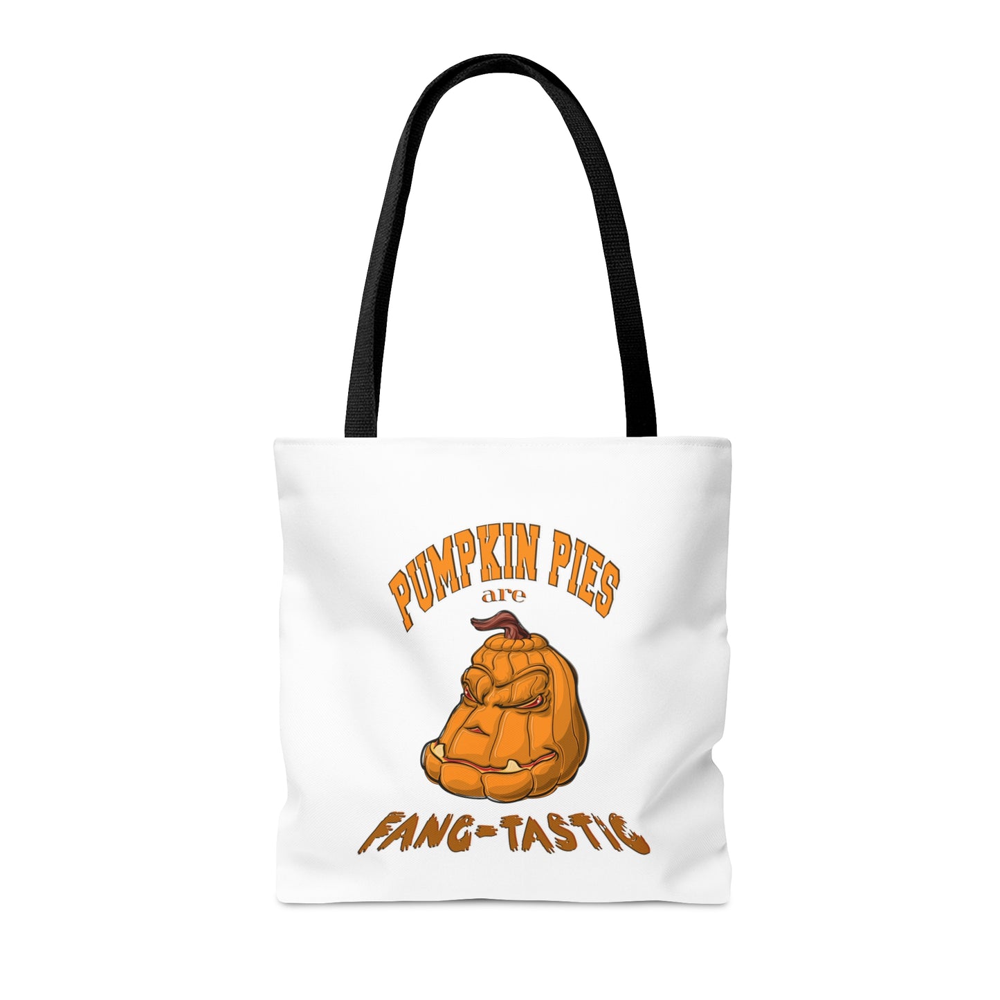 Halloween Large AOP Tote Bag - Pumpkin pies are fang-tastic. - Halloween Treat Pumpkin Bag - Pumpkin Tote Bag