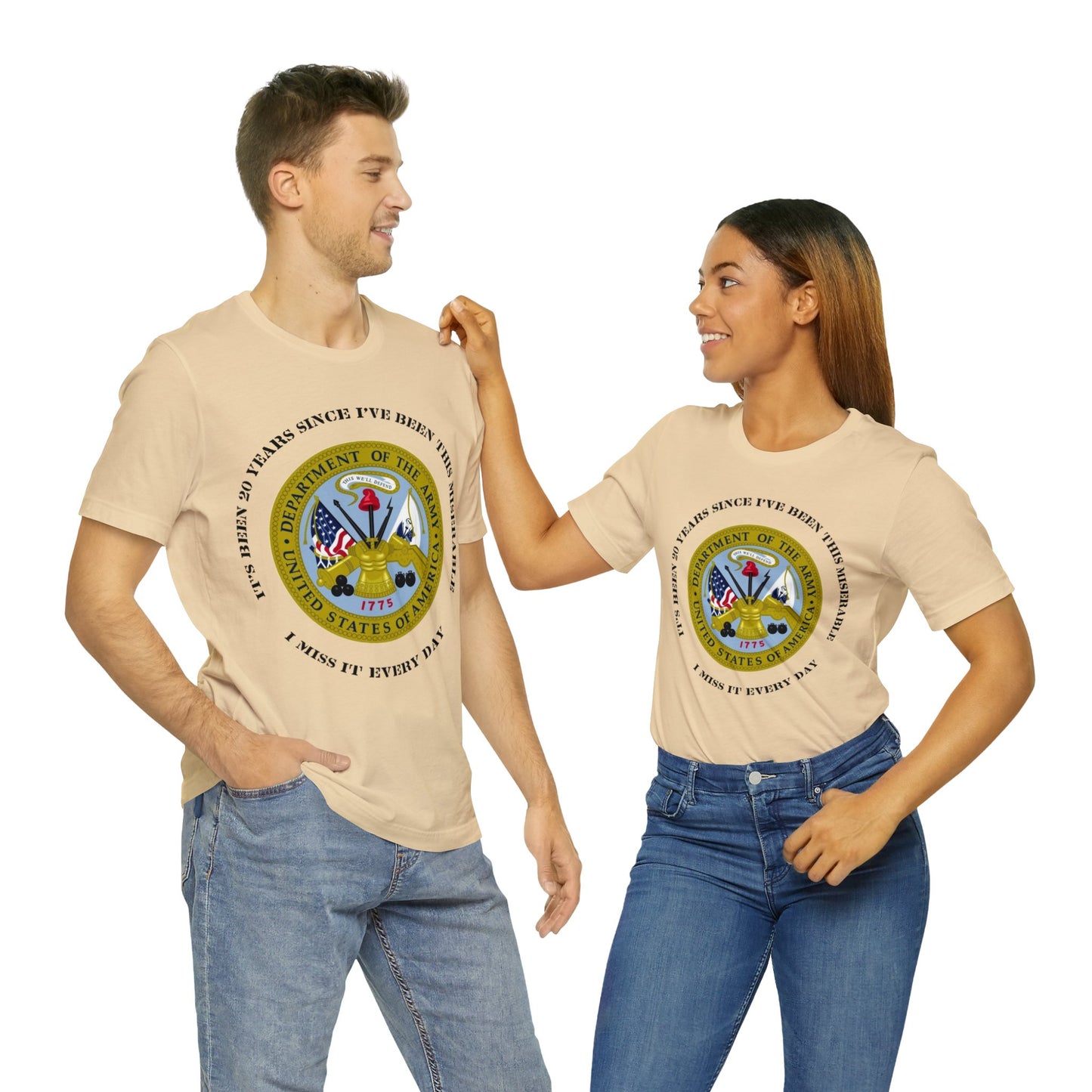 Personalized US Army Emblem T-shirt - 'It's Been [Customized Years] Since I've Been This Miserable. I miss It Every Day' - Military Veteran Gift