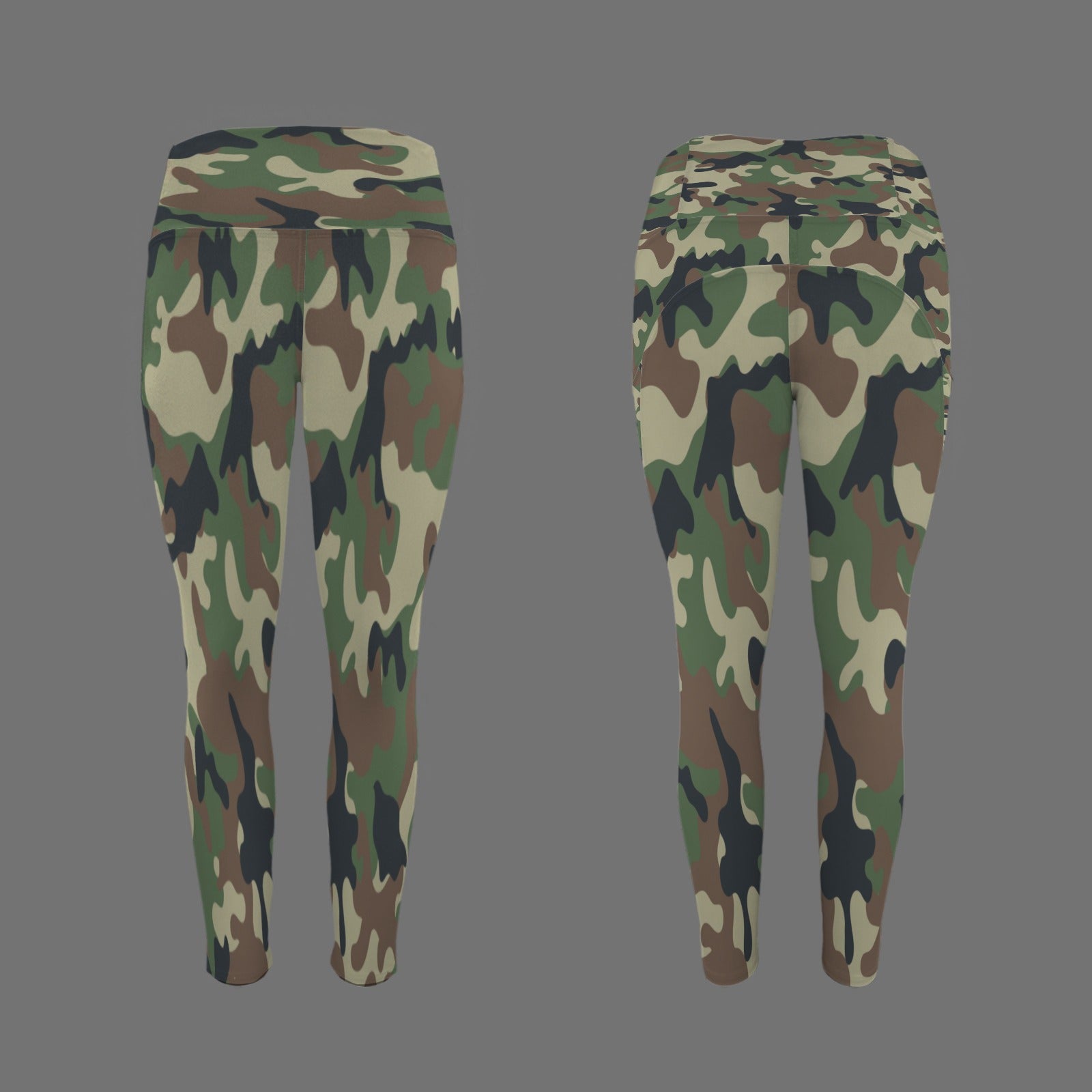 Woodland Pattern Cammo Leggings With Pocket