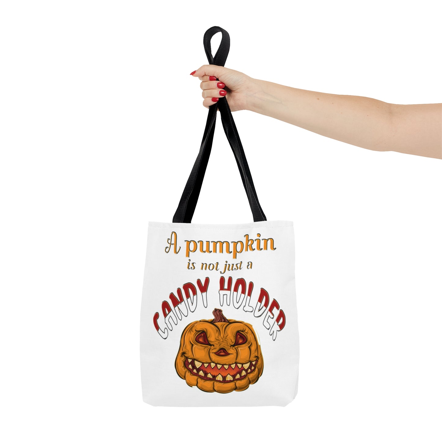 Halloween AOP Tote Bag - A pumpkin is not just a candy holder. Candy Bag for Halloween, Fall Season, Reusable Bag, Grocery Bag