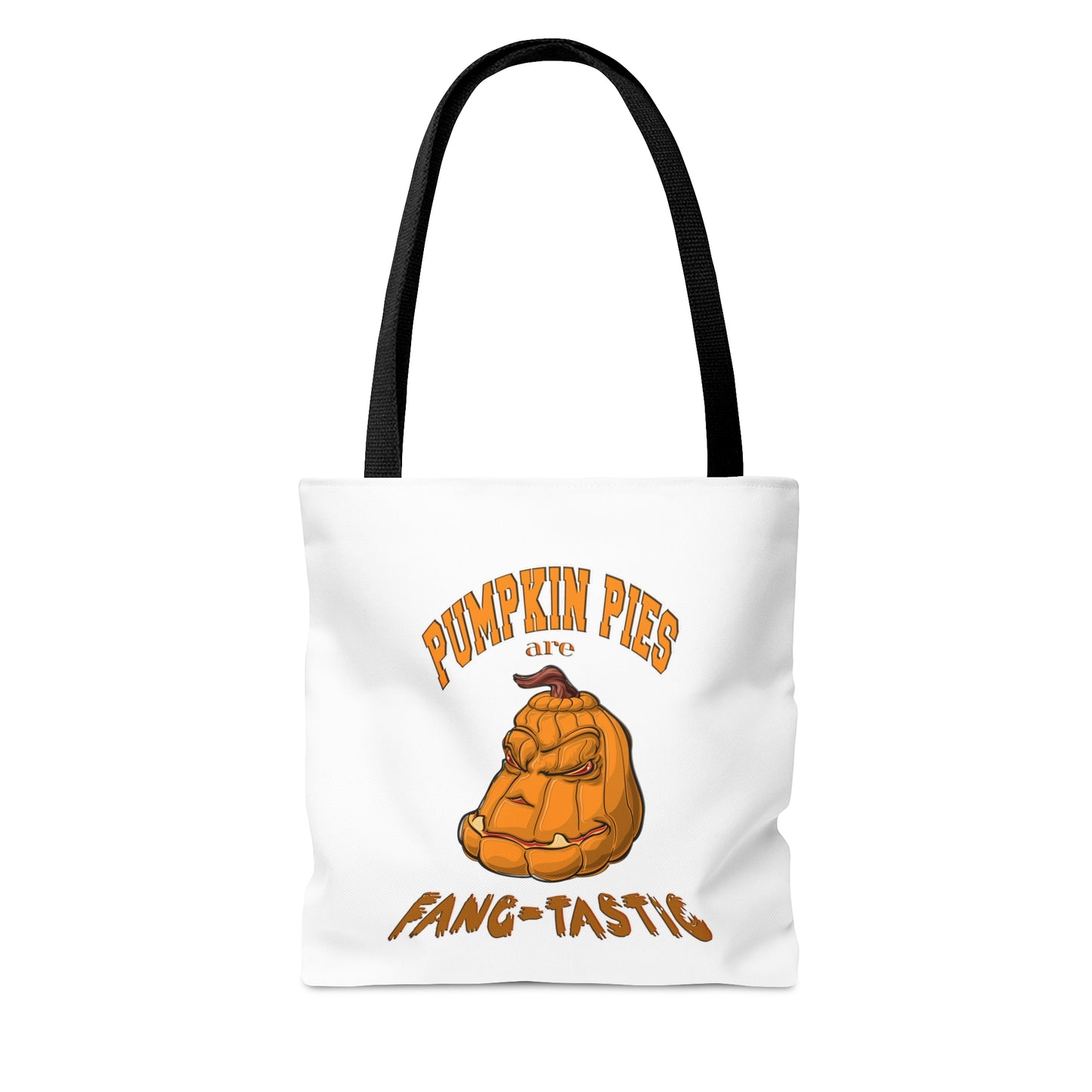 Halloween Large AOP Tote Bag - Pumpkin pies are fang-tastic. - Halloween Treat Pumpkin Bag - Pumpkin Tote Bag