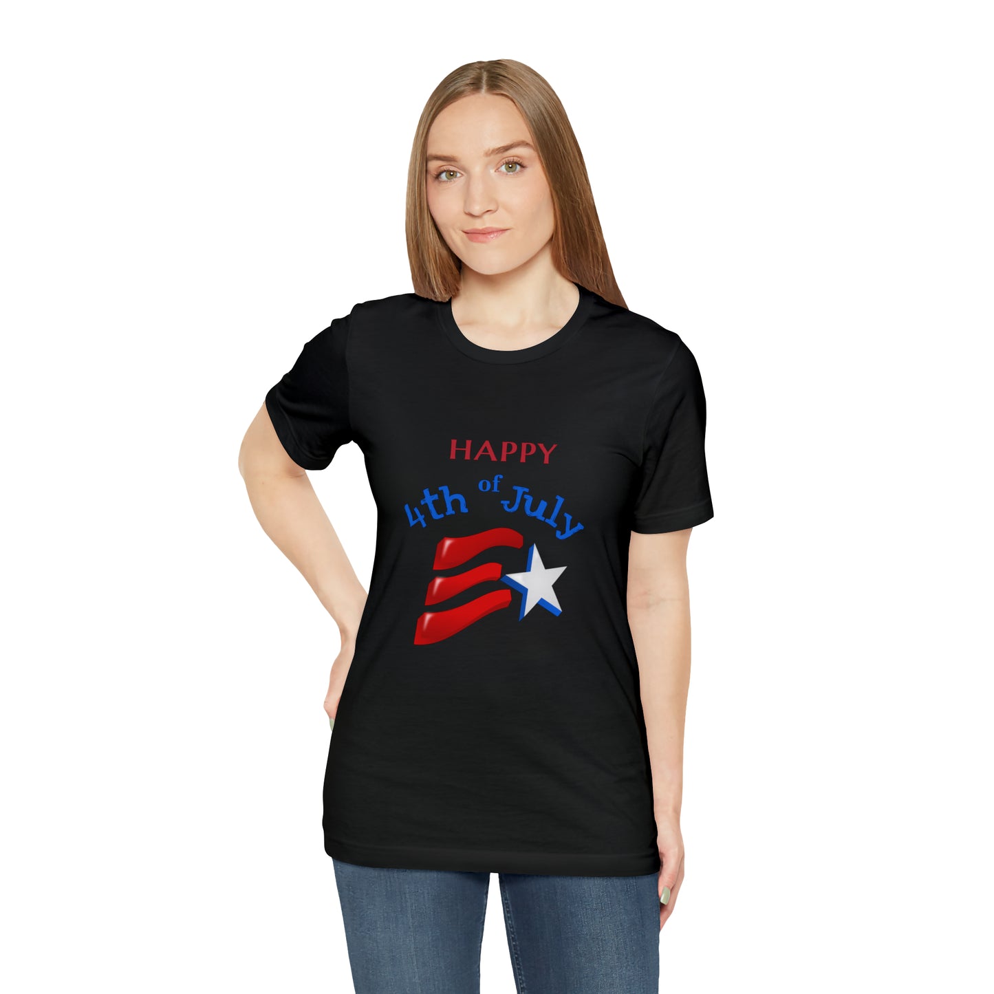 Fourth of July Short Sleeve T-Shirt - Happy 4th of July. Independence Day, Patriotic Fashion, Celebratory T-shirt, American Pride