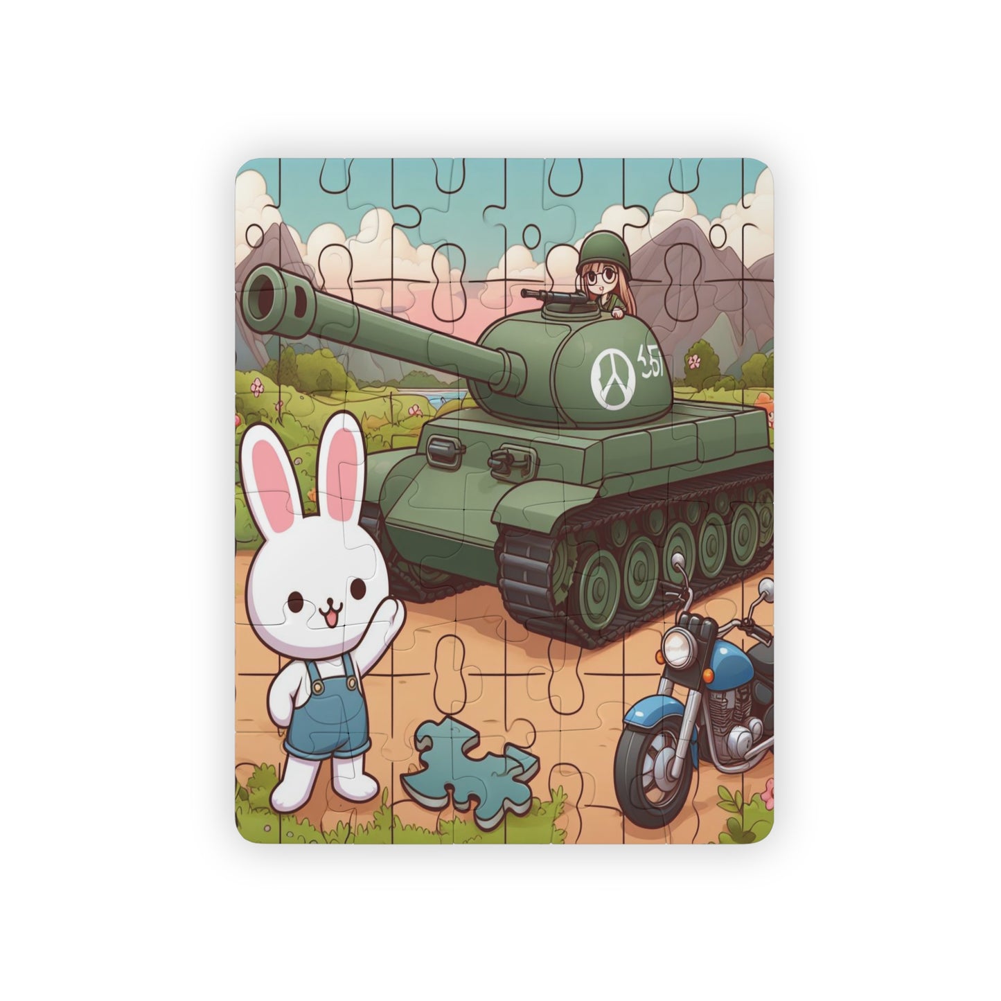 Kids' Puzzle Girls Like Bunnies Tanks and Motorcycles Kids Puzzle, 30 Piece Puzzle, large Pieces Cartoonish Puzzle, Gift For Kids Educational