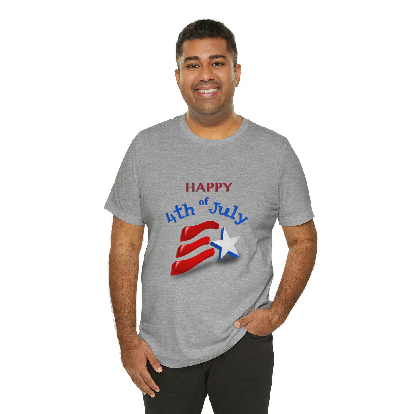 Fourth of July Short Sleeve T-Shirt - Happy 4th of July. Independence Day, Patriotic Fashion, Celebratory T-shirt, American Pride