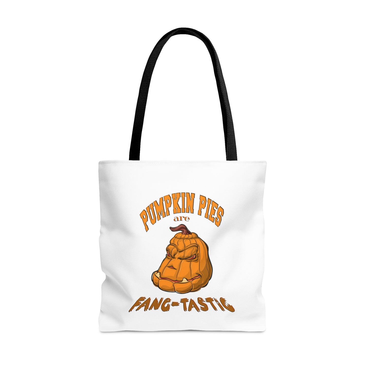 Halloween Large AOP Tote Bag - Pumpkin pies are fang-tastic. - Halloween Treat Pumpkin Bag - Pumpkin Tote Bag