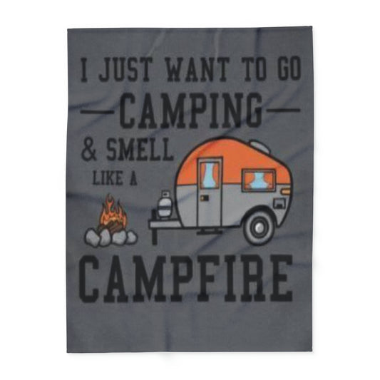 Camping Campfire Plush Blanket, Camp Blanket, Camping Gift RV Accessories for Inside, Outdoor Lover Gift, Nature Lover Gift, RV Gift