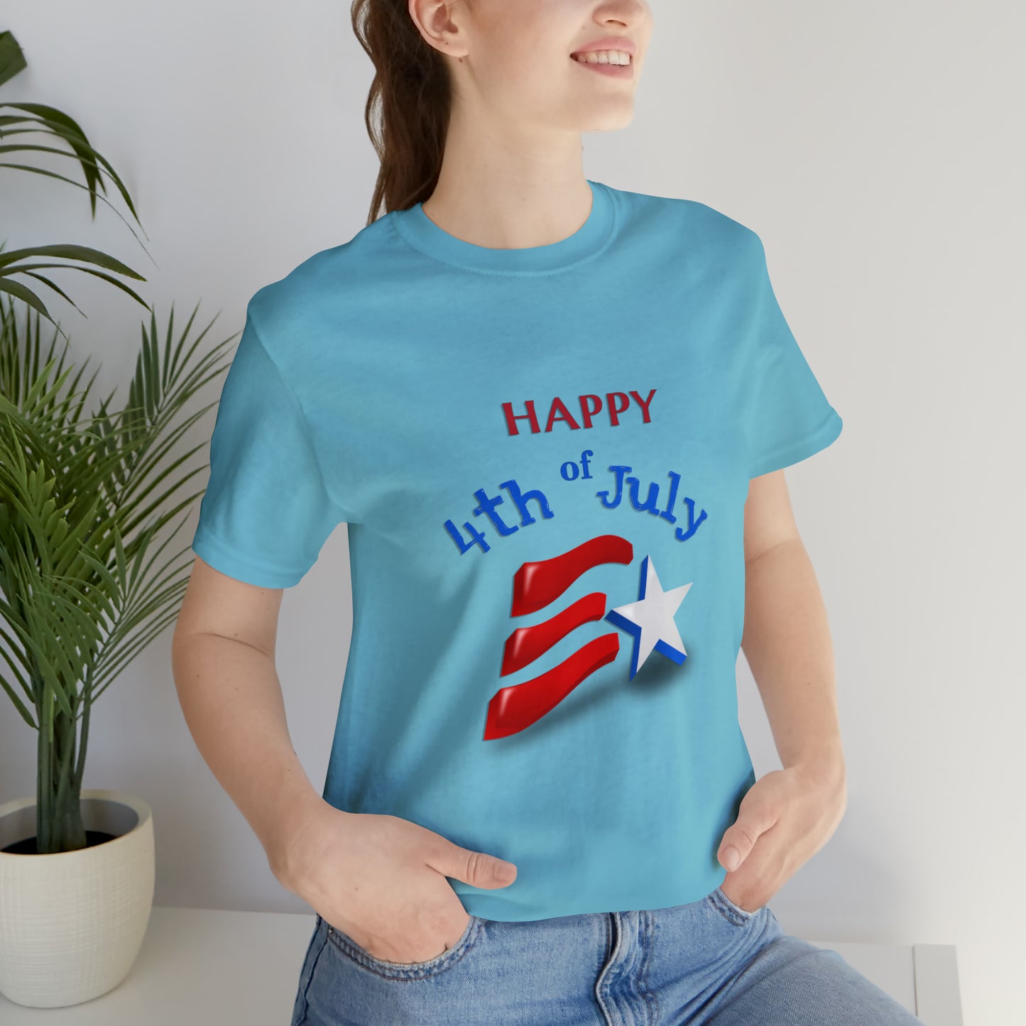 Fourth of July Short Sleeve T-Shirt - Happy 4th of July. Independence Day, Patriotic Fashion, Celebratory T-shirt, American Pride