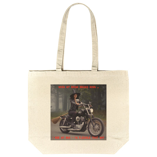 Halloween Tote Bag For The Biker Chick On The Go - When My Broom Breaks Down...  I Ride!