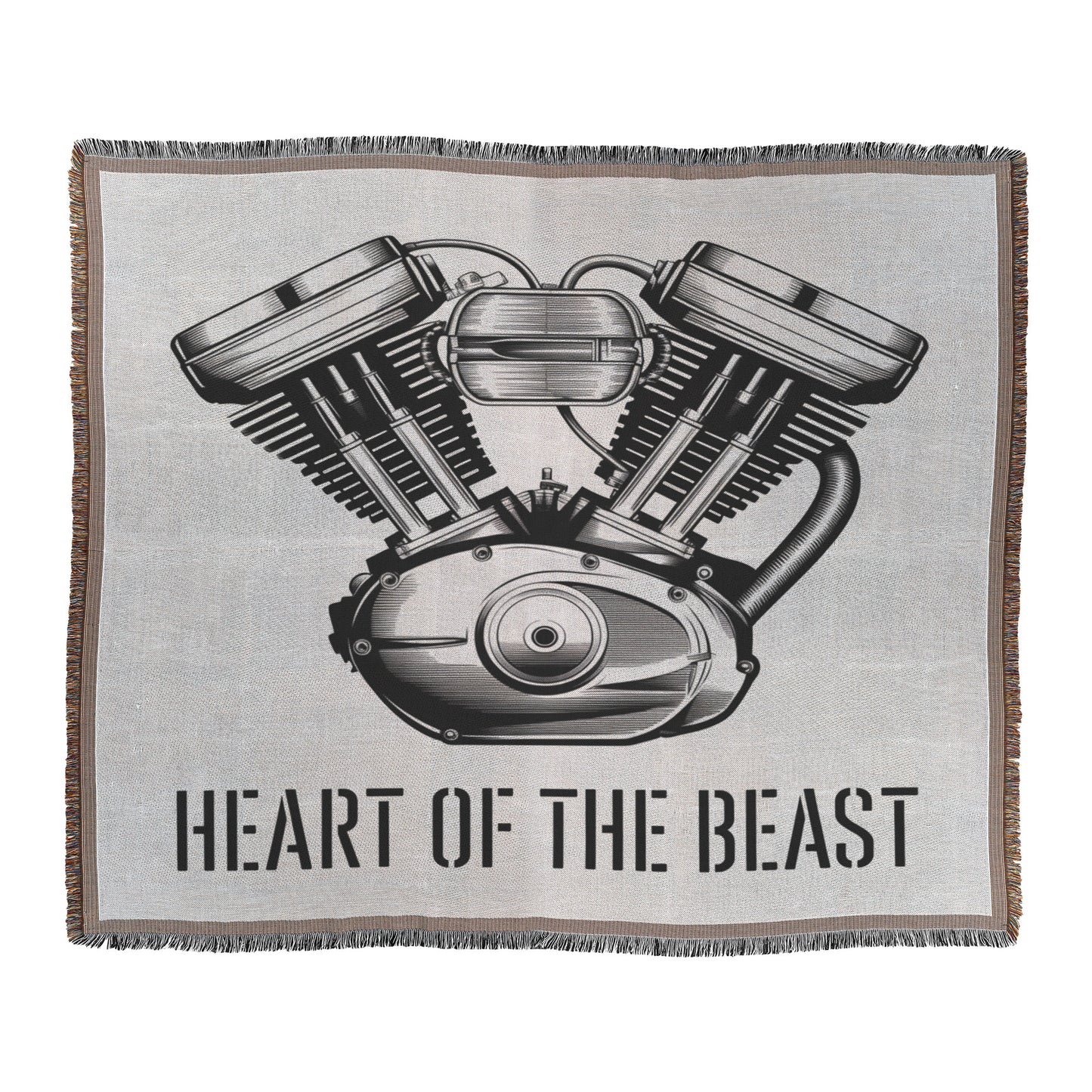 Heart of the Beast Motorcycle Engine Diagram Woven Tapestry - Technical Decor for Motorcycle Enthusiasts