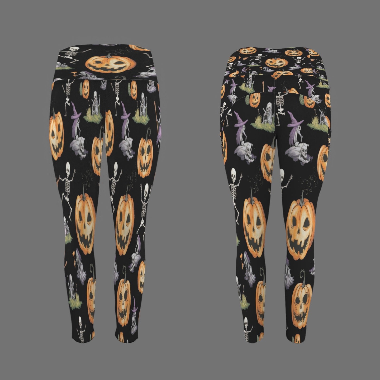 Halloween Pattern Leggings - Black