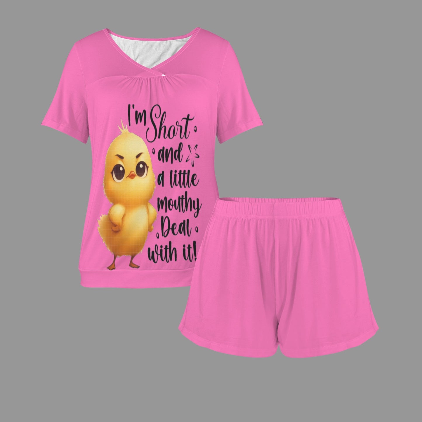 Short and Mouthy Short Sleeve Pajama Set - Cozy Sleepwear for a Stylish Night's Rest