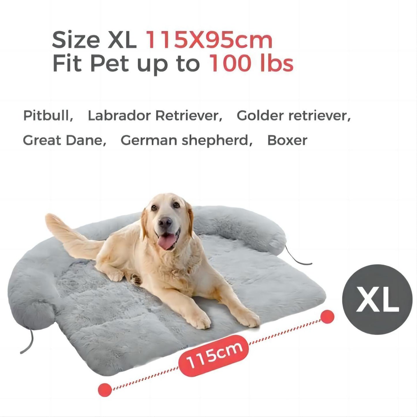 Dog Bed Large Sized Dog, Fluffy Dog Bed Couch Cover, Calming Large Dog Bed, Washable Dog Mat for Furniture Protector,Perfect for Small, Medium and Large Dogs and Cats Grey