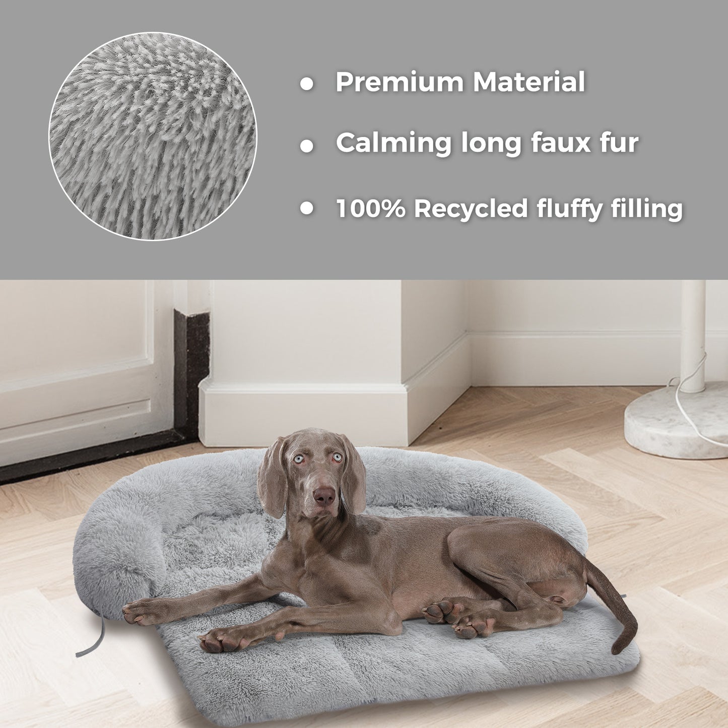 Dog Bed Large Sized Dog, Fluffy Dog Bed Couch Cover, Calming Large Dog Bed, Washable Dog Mat for Furniture Protector,Perfect for Small, Medium and Large Dogs and Cats Grey