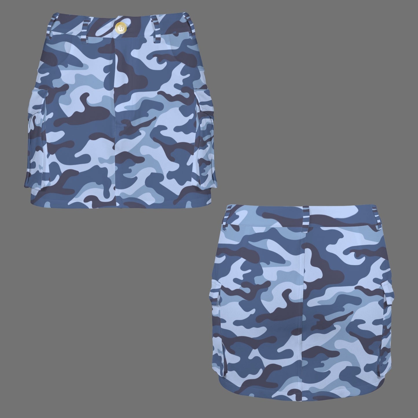 Cargo Pocket Mini-Skirt Blue Camo