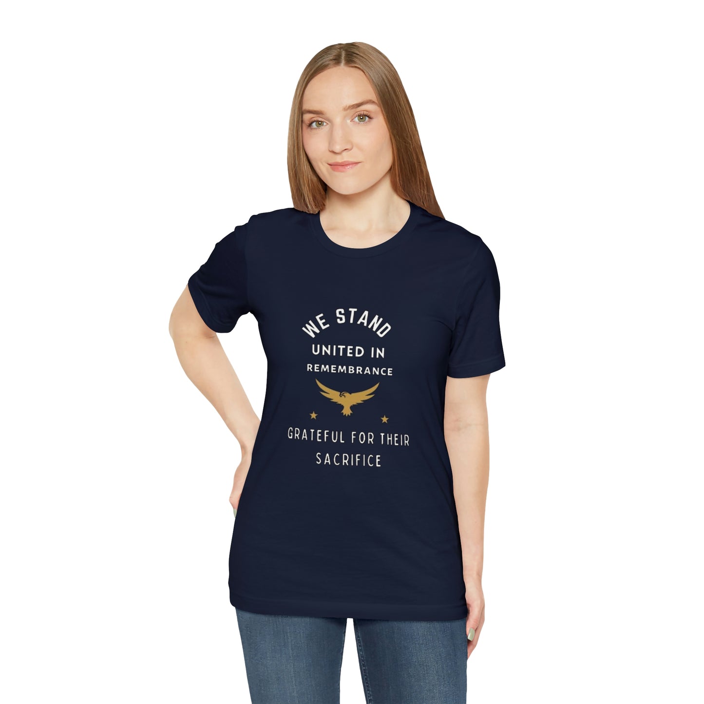 Memorial Day Short Sleeve T-Shirt - We stand united in remembrance, grateful for their sacrifice. Veterans, Military Tribute, Gift Ideas