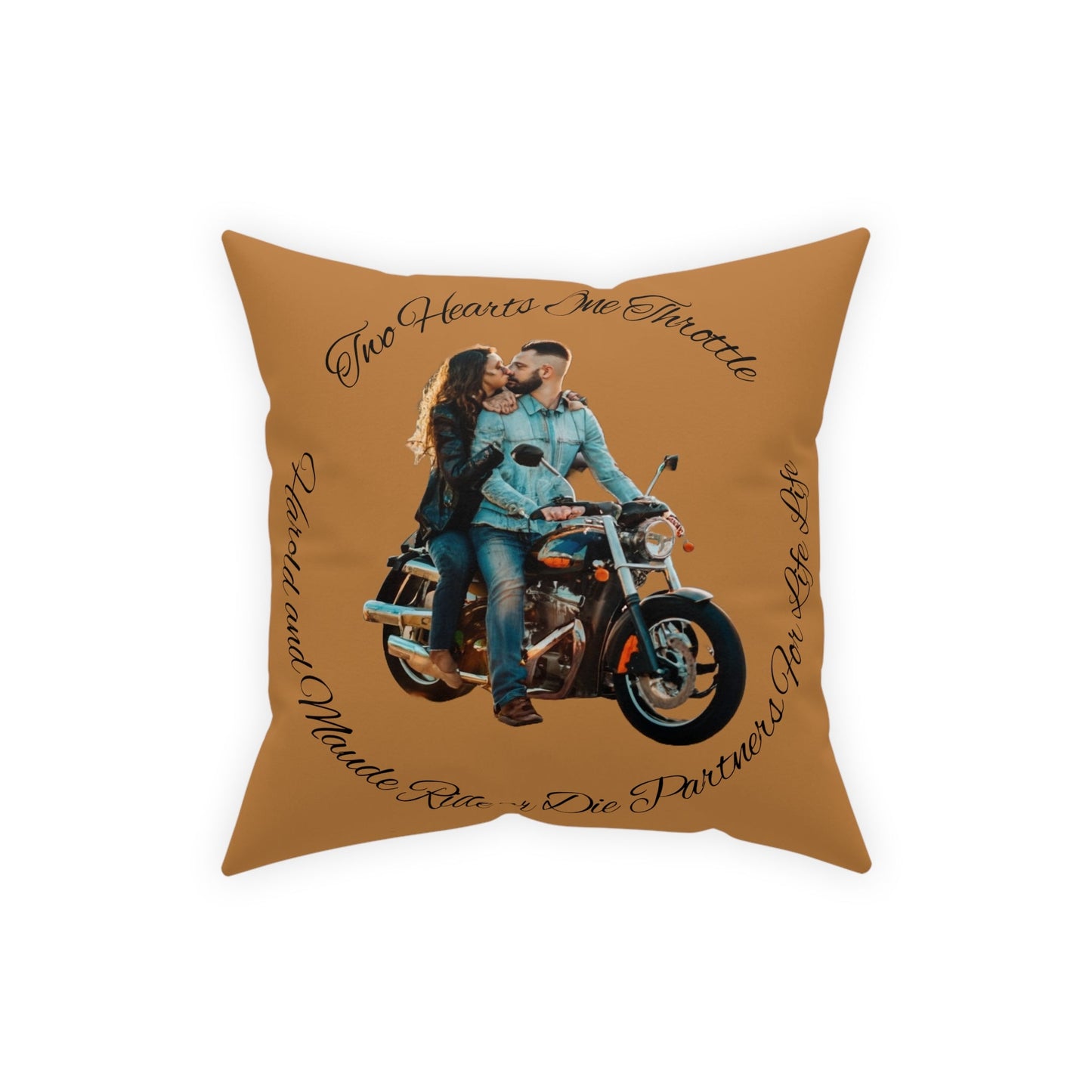 Personalized Valentines Ride or Die Throw Pillow  Riding Couples Couch Pillow. Personalize With Picture and Names - Pink