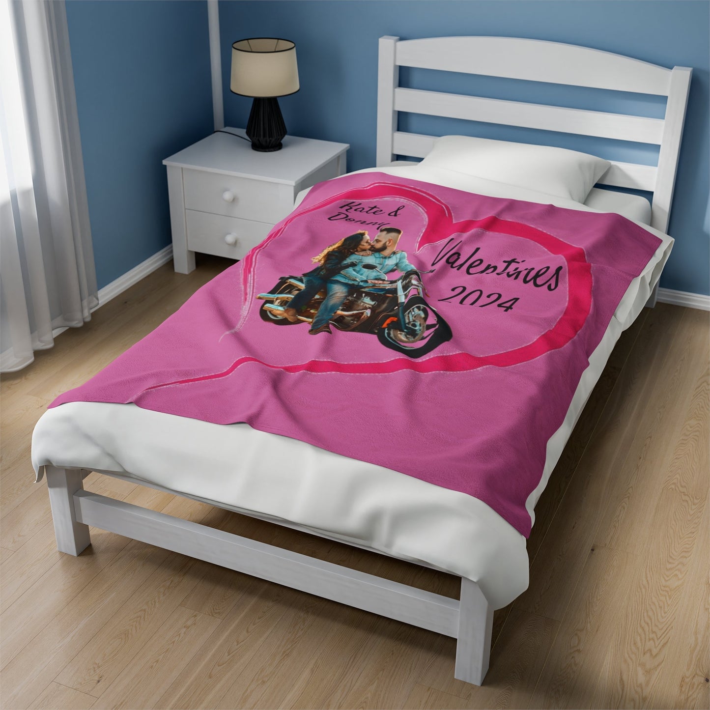 Personalized Valentines Velveteen Plush Blanket Valentines Cuddle Blanket Personalized Valentines Couples Throw Blanket