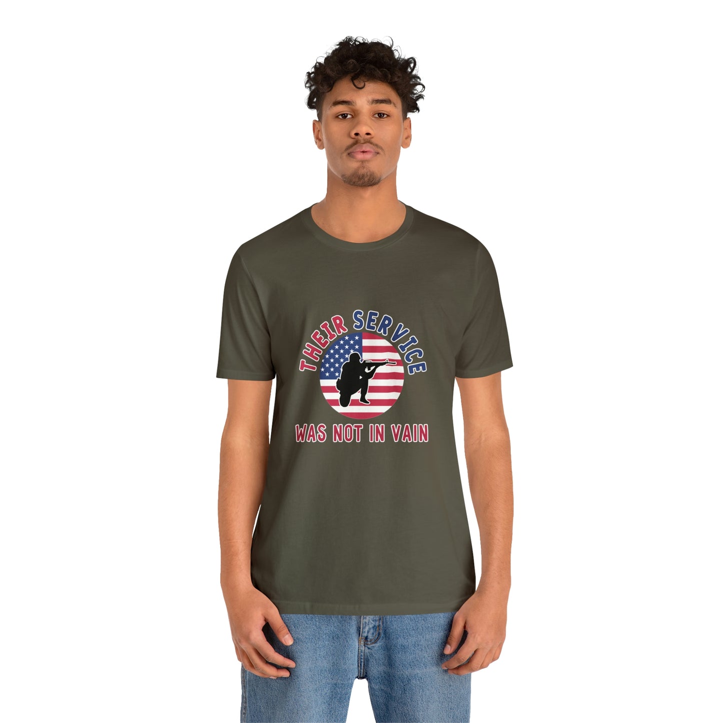 Memorial Day Short Sleeve T-Shirt - Their service was not in vain. Veterans, Military, Patriotism, Gift Ideas, Tribute, Memorial Gift