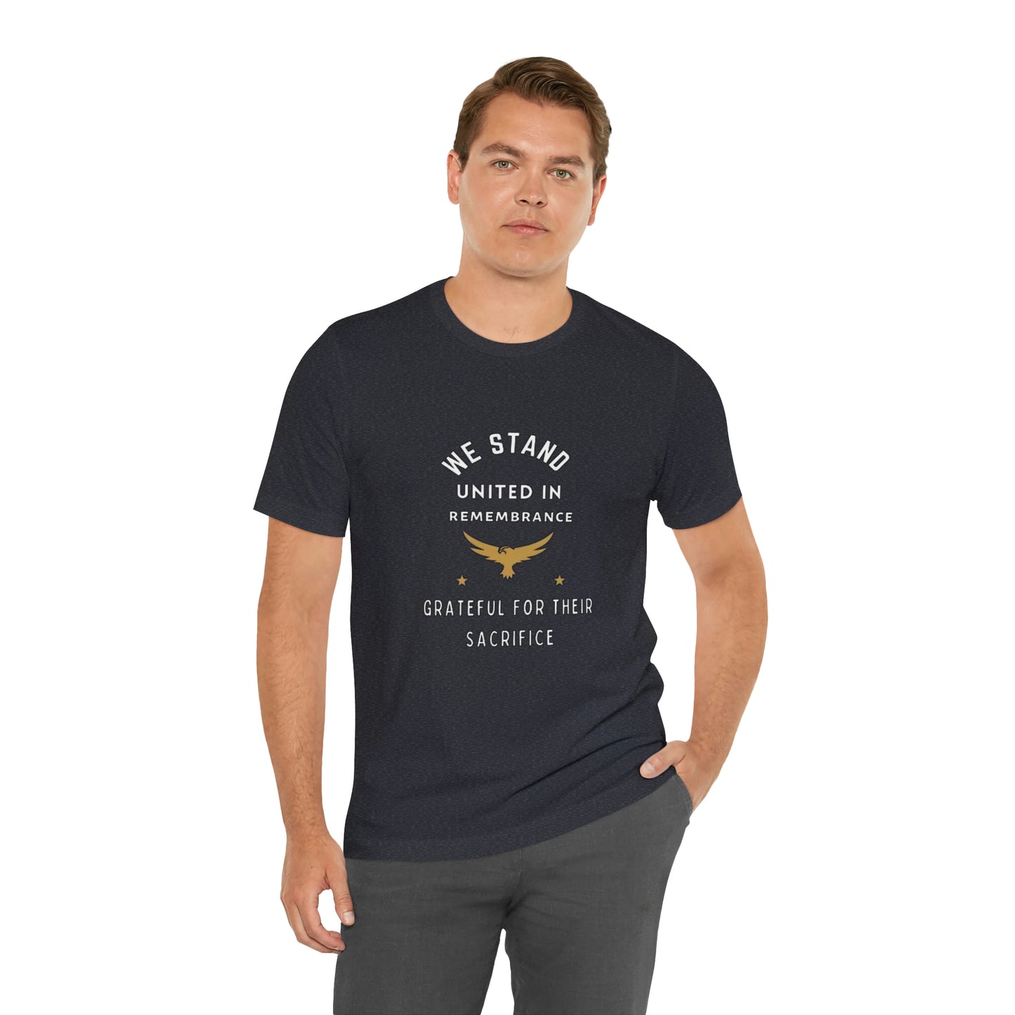 Memorial Day Short Sleeve T-Shirt - We stand united in remembrance, grateful for their sacrifice. Veterans, Military Tribute, Gift Ideas