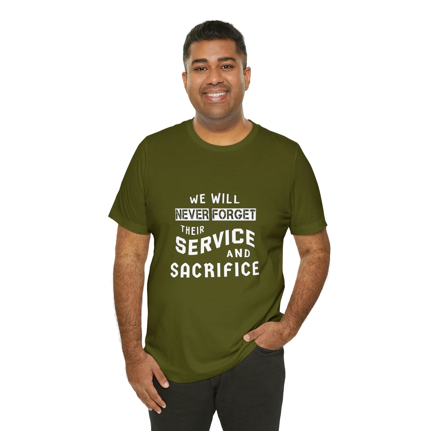 Memorial Day Short Sleeve T-Shirt - We will never forget their service and sacrifice. Veterans Gift, Gift Ideas, Military Shirt, Remembrance