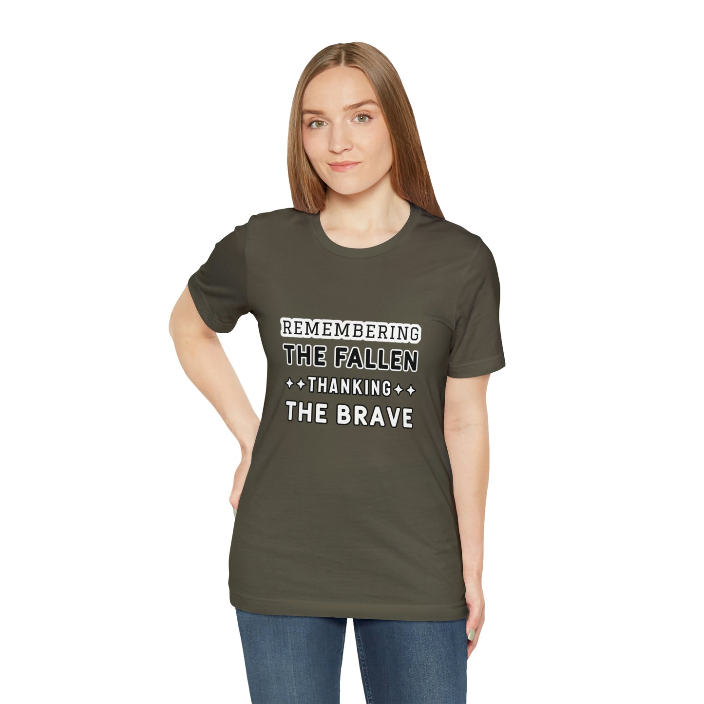 Memorial Day Short Sleeve T-Shirt - Remembering the fallen, thanking the brave. Military Tribute, Patriotic Clothing, Veterans