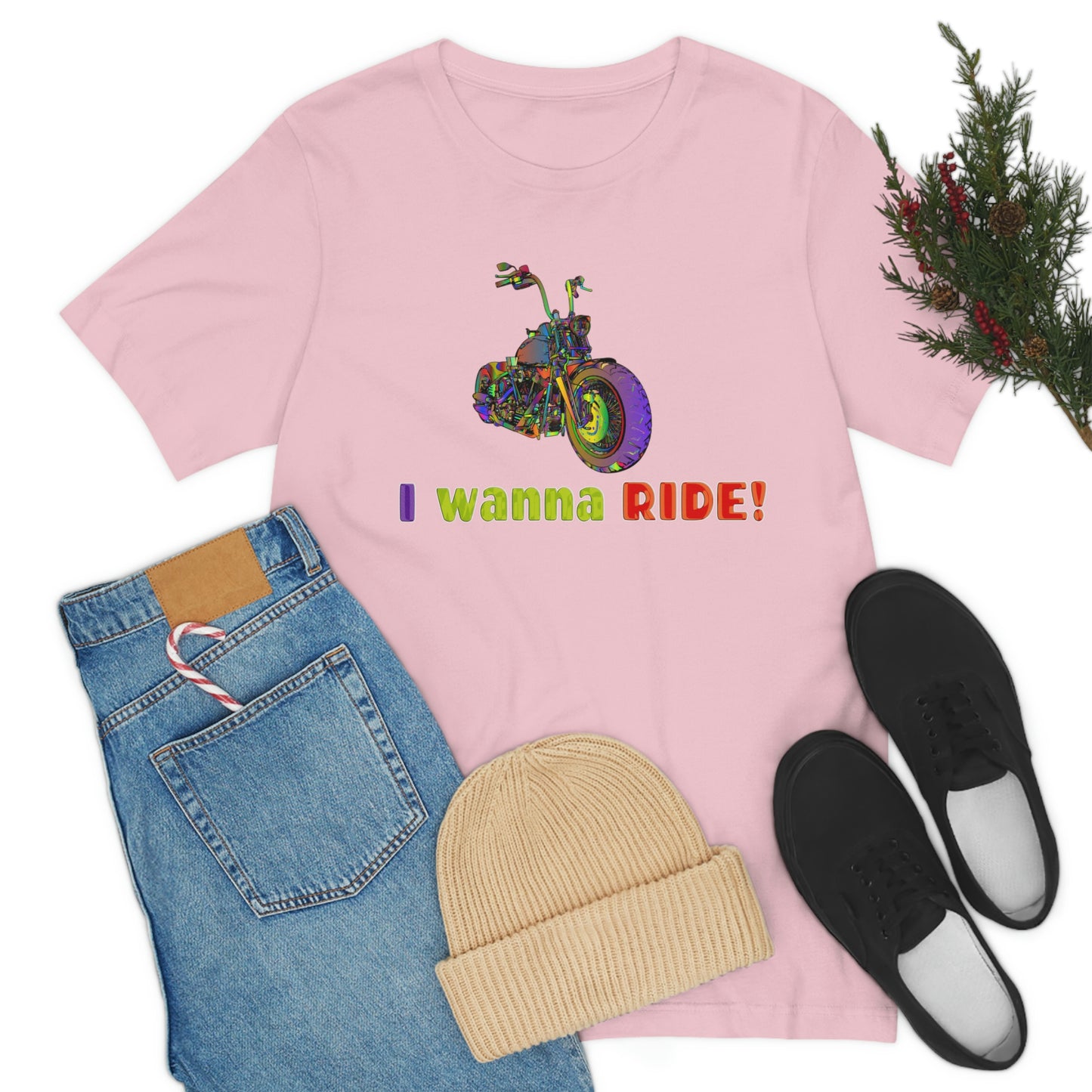 Motorcycle Short Sleeve T-Shirt - I wanna ride! Woman Biker Shirt, Harley T-shirt, Biker Gift,  Motorcycle Rider Gift, Biker Tshirt, Riding