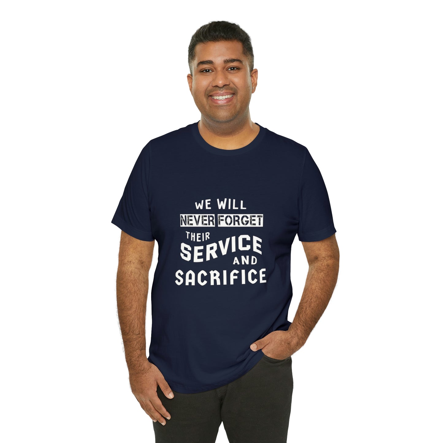 Memorial Day Short Sleeve T-Shirt - We will never forget their service and sacrifice. Veterans Gift, Gift Ideas, Military Shirt, Remembrance