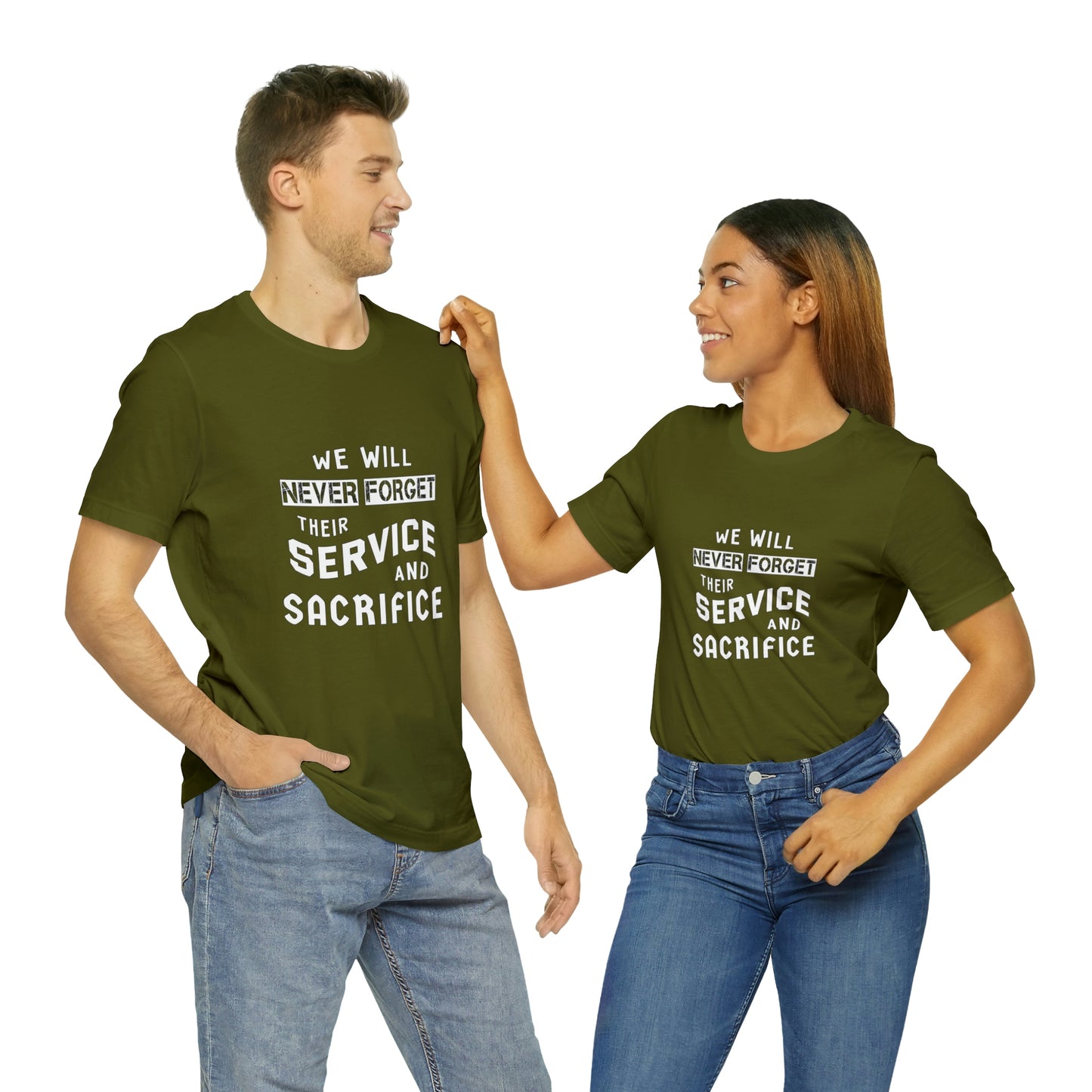 Memorial Day Short Sleeve T-Shirt - We will never forget their service and sacrifice. Veterans Gift, Gift Ideas, Military Shirt, Remembrance