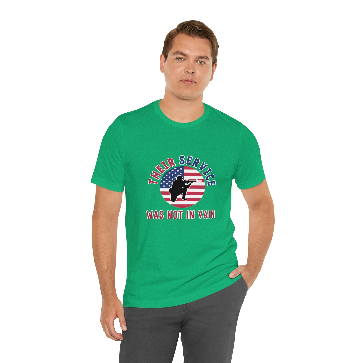 Memorial Day Short Sleeve T-Shirt - Their service was not in vain. Veterans, Military, Patriotism, Gift Ideas, Tribute, Memorial Gift