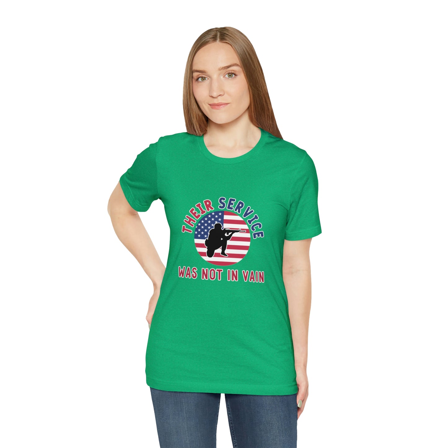 Memorial Day Short Sleeve T-Shirt - Their service was not in vain. Veterans, Military, Patriotism, Gift Ideas, Tribute, Memorial Gift