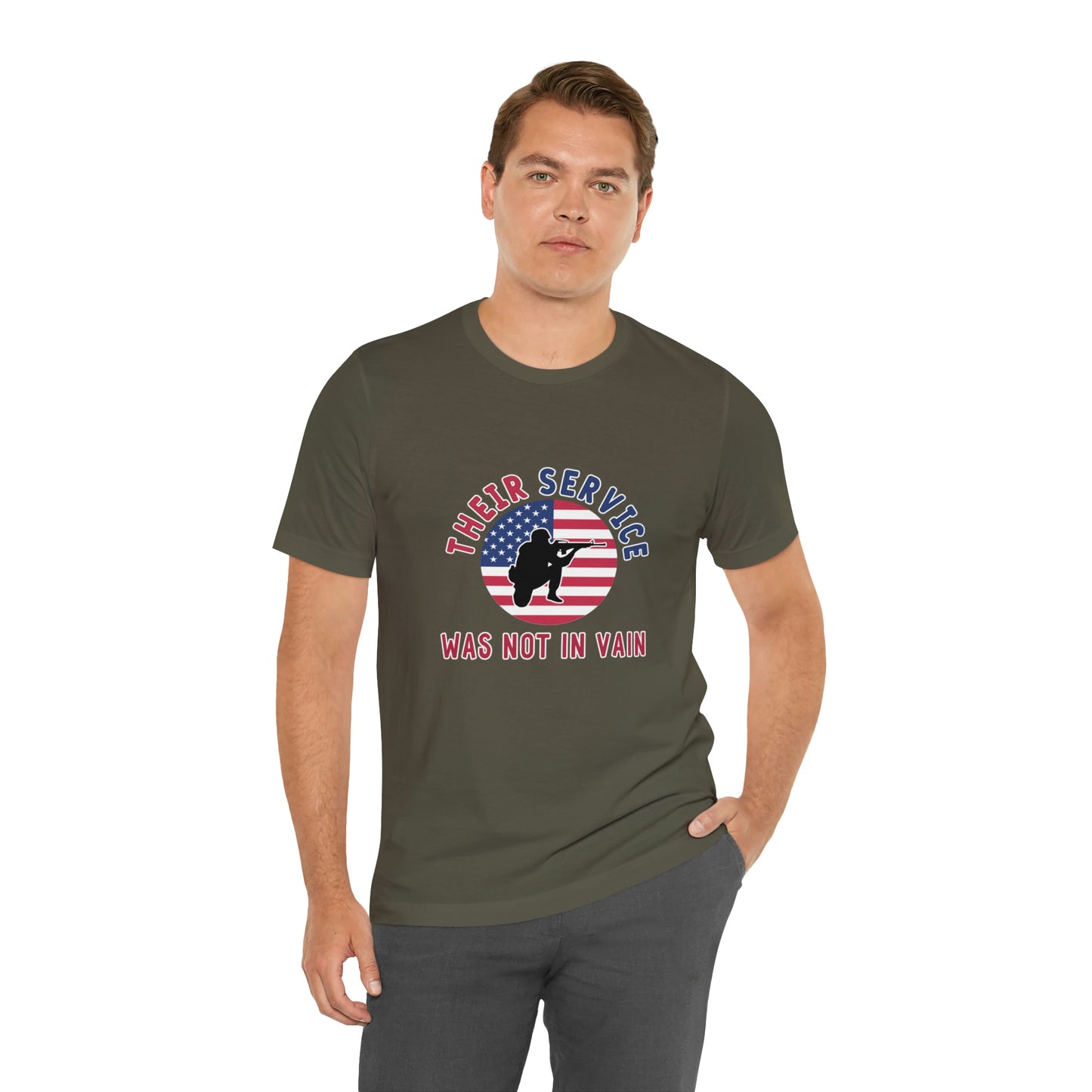 Memorial Day Short Sleeve T-Shirt - Their service was not in vain. Veterans, Military, Patriotism, Gift Ideas, Tribute, Memorial Gift