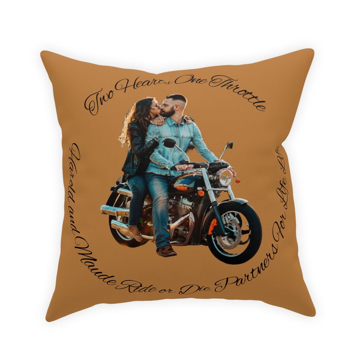 Personalized Valentines Ride or Die Throw Pillow  Riding Couples Couch Pillow. Personalize With Picture and Names - Pink