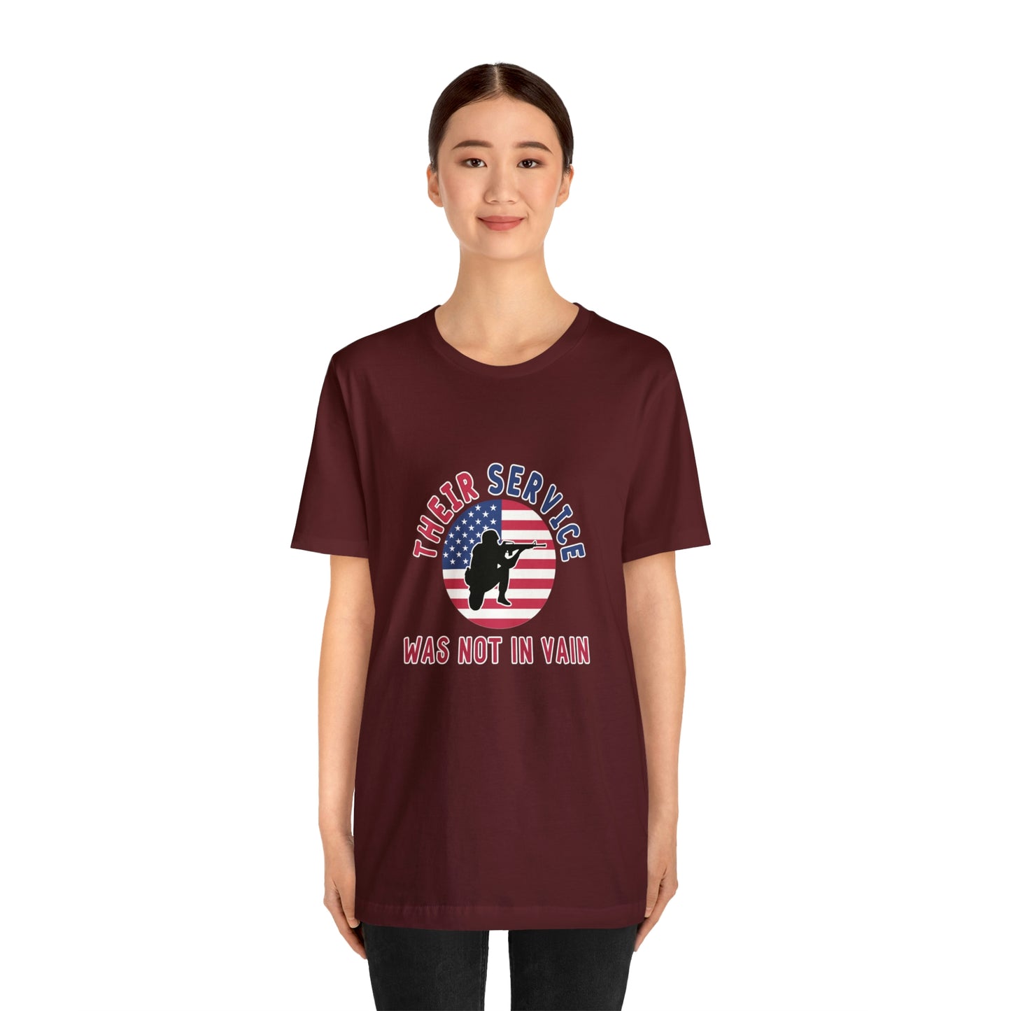 Memorial Day Short Sleeve T-Shirt - Their service was not in vain. Veterans, Military, Patriotism, Gift Ideas, Tribute, Memorial Gift