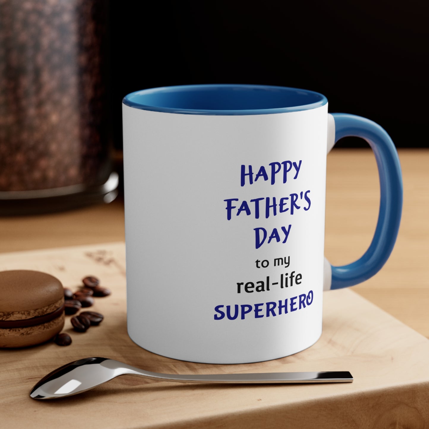 Father's Day Coffee Mug - Happy Father's Day to my real-life superhero! Dad Gift, Father's Day Present, Coffee Lover