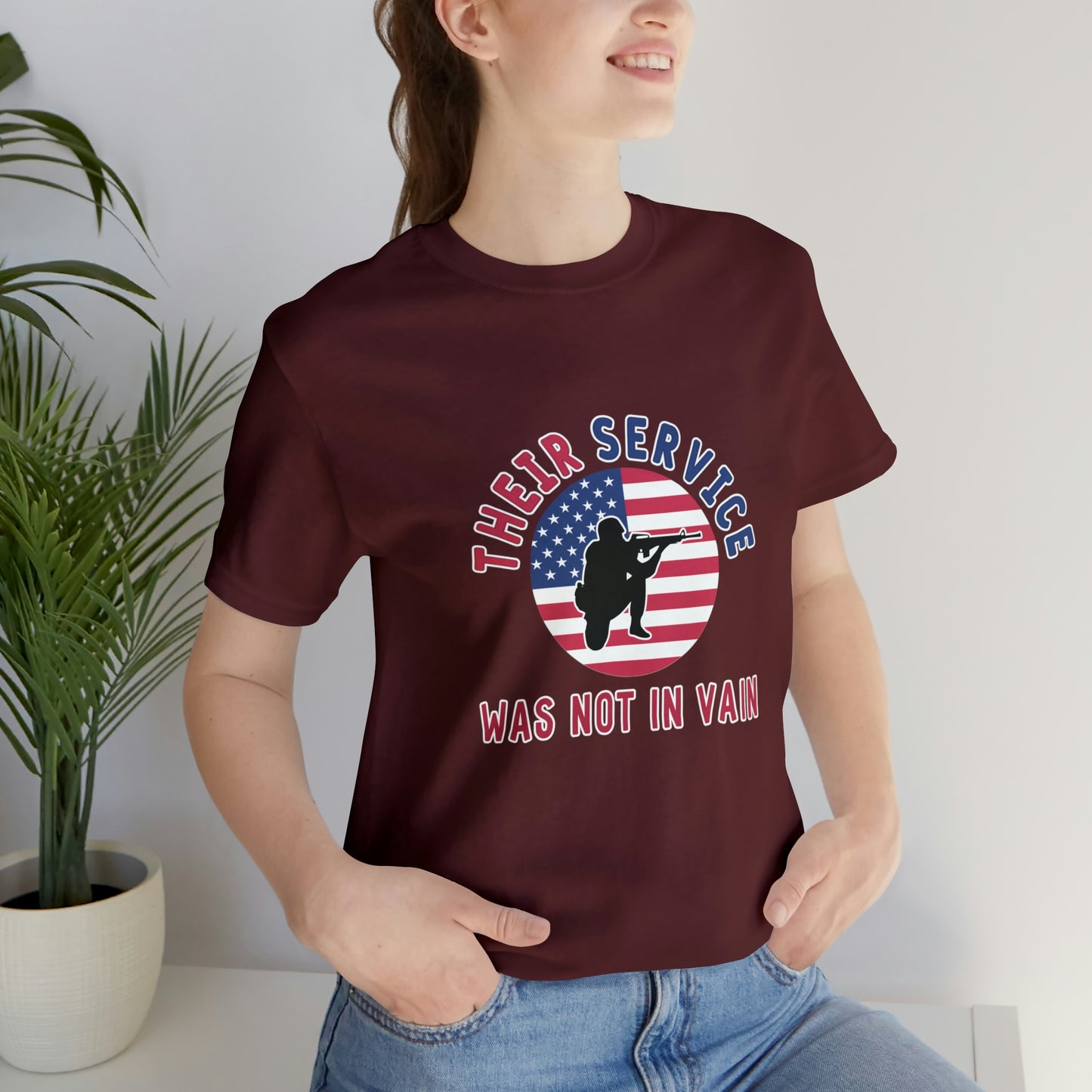 Memorial Day Short Sleeve T-Shirt - Their service was not in vain. Veterans, Military, Patriotism, Gift Ideas, Tribute, Memorial Gift