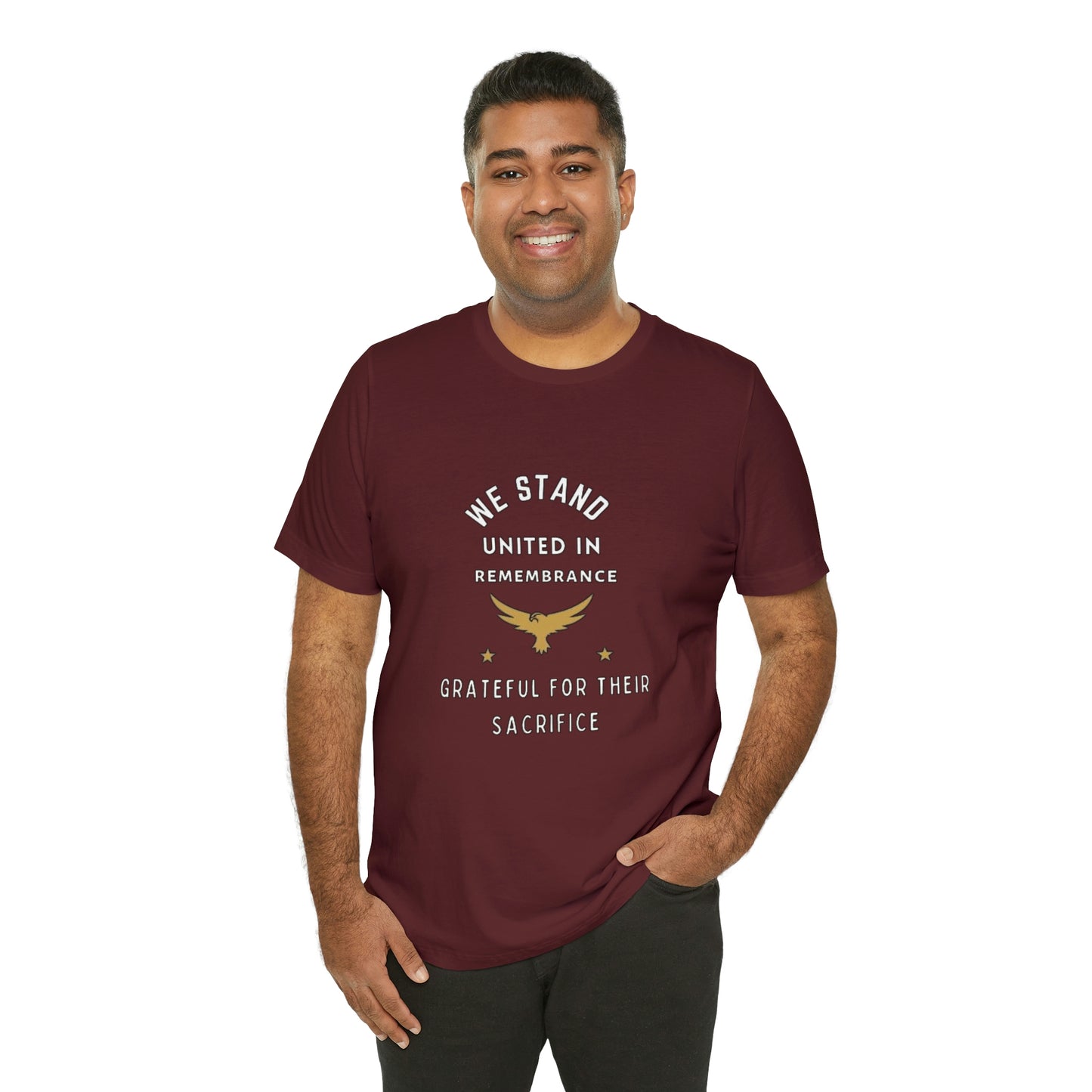 Memorial Day Short Sleeve T-Shirt - We stand united in remembrance, grateful for their sacrifice. Veterans, Military Tribute, Gift Ideas