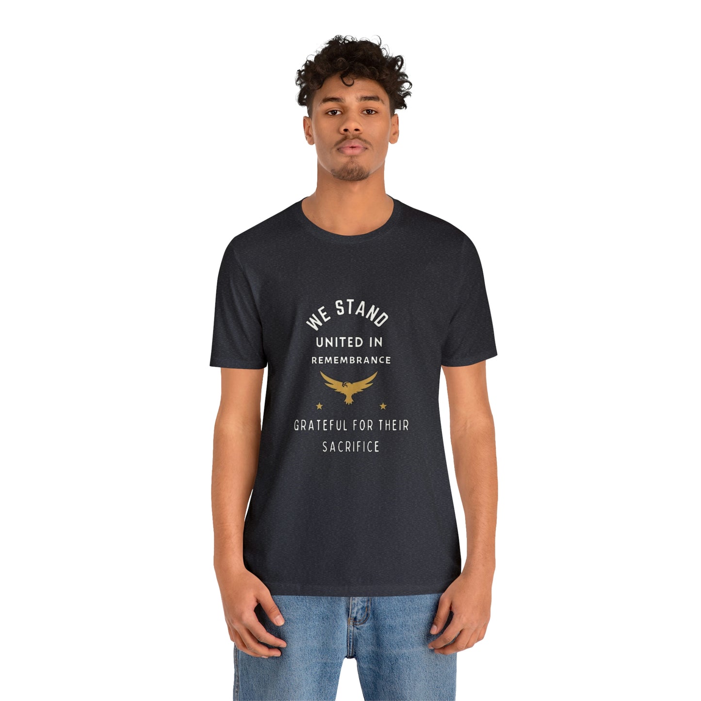 Memorial Day Short Sleeve T-Shirt - We stand united in remembrance, grateful for their sacrifice. Veterans, Military Tribute, Gift Ideas