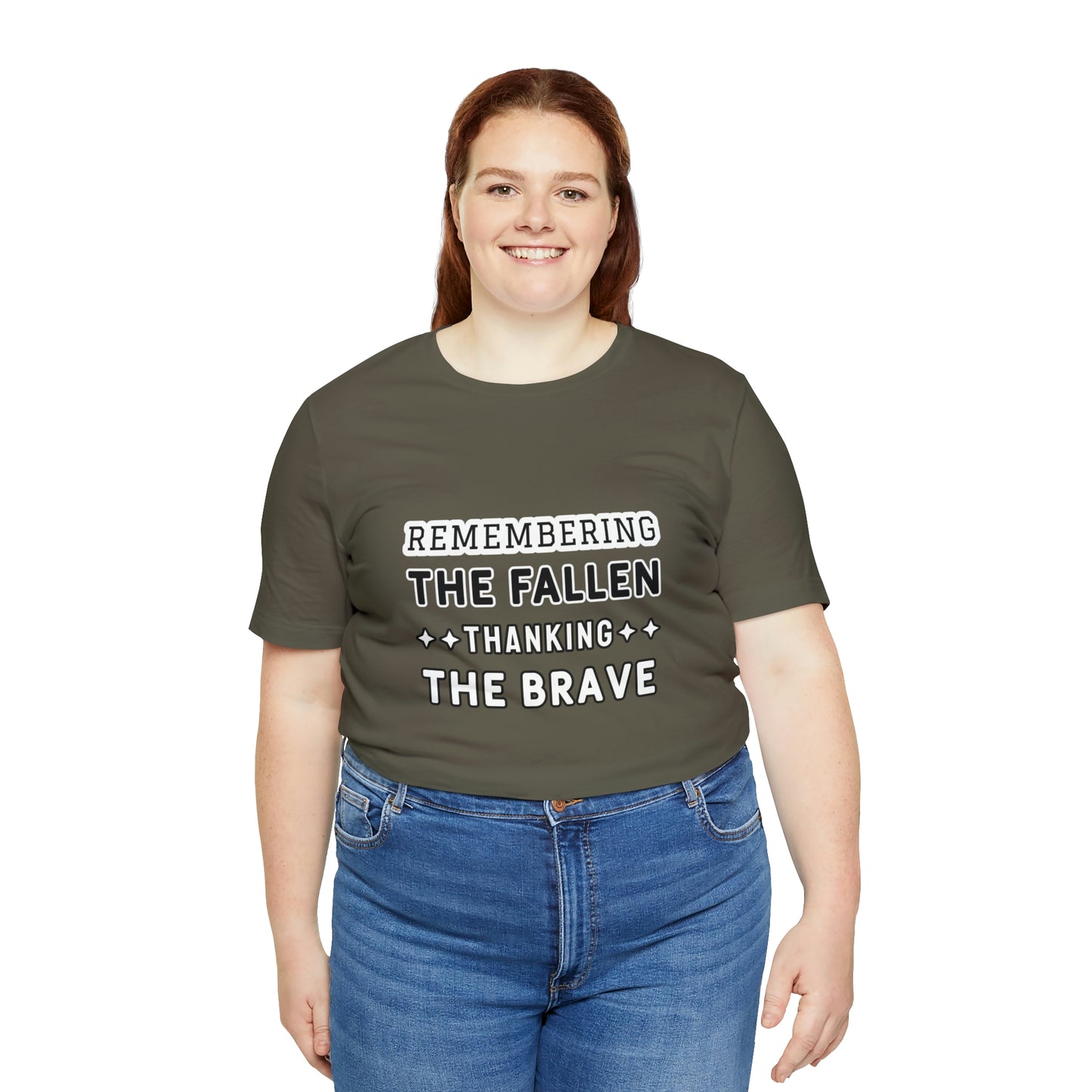 Memorial Day Short Sleeve T-Shirt - Remembering the fallen, thanking the brave. Military Tribute, Patriotic Clothing, Veterans