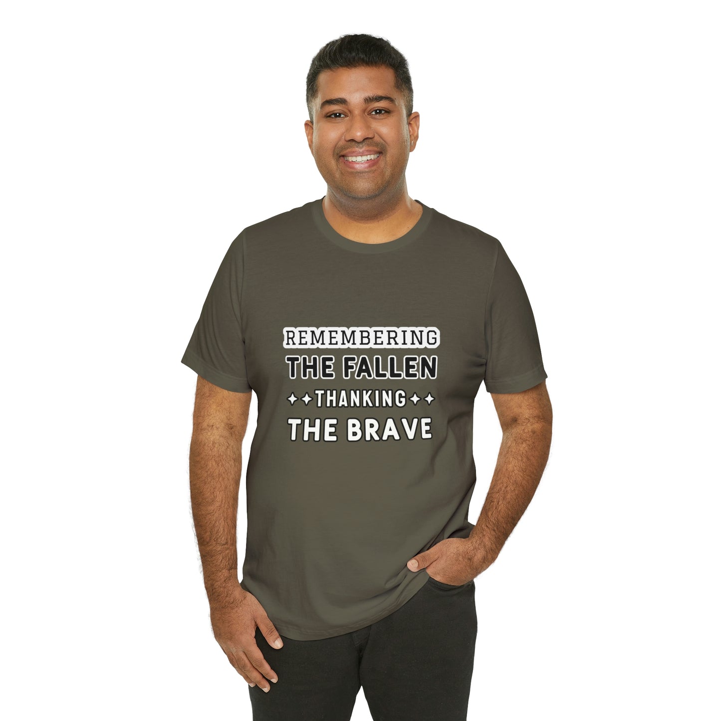 Memorial Day Short Sleeve T-Shirt - Remembering the fallen, thanking the brave. Military Tribute, Patriotic Clothing, Veterans