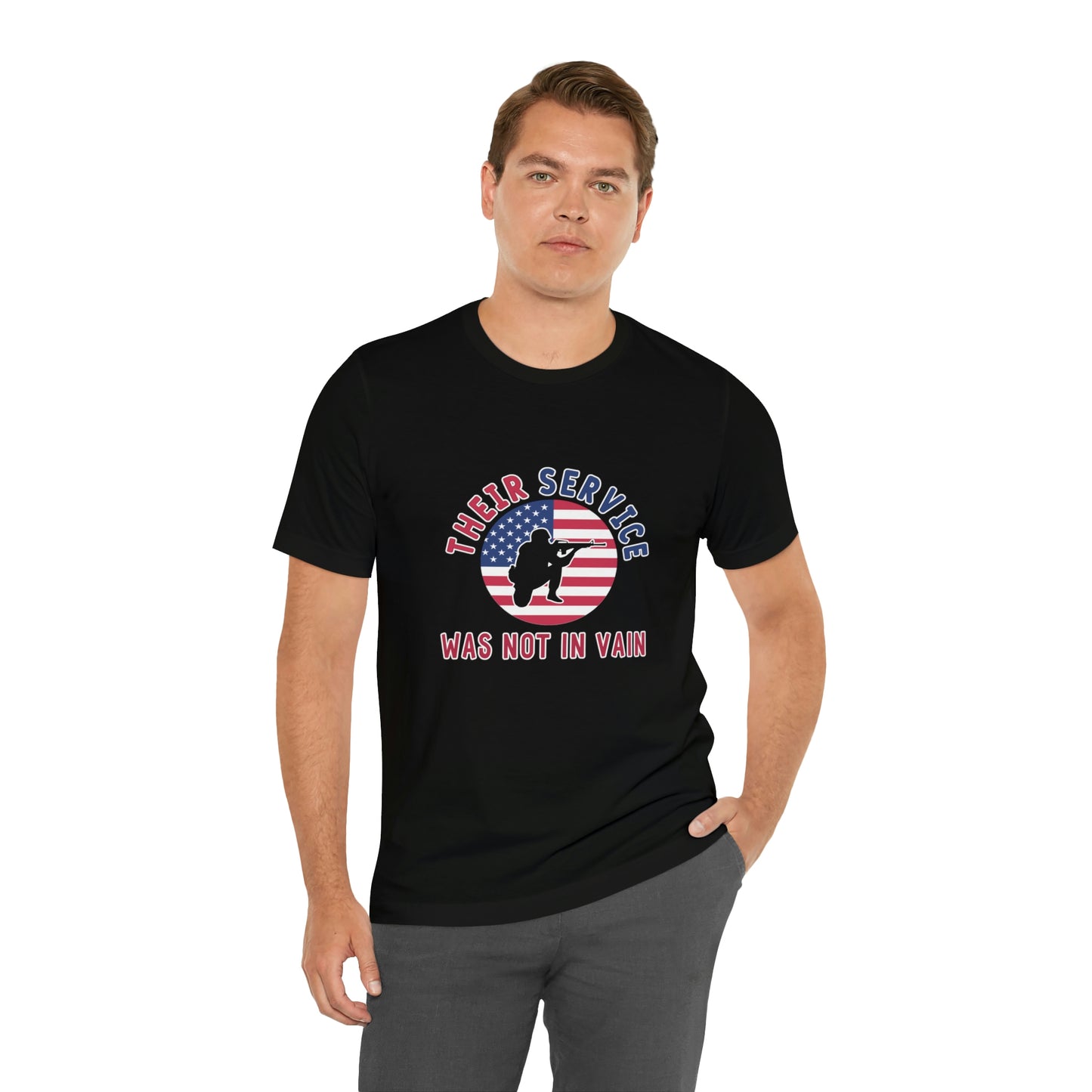 Memorial Day Short Sleeve T-Shirt - Their service was not in vain. Veterans, Military, Patriotism, Gift Ideas, Tribute, Memorial Gift