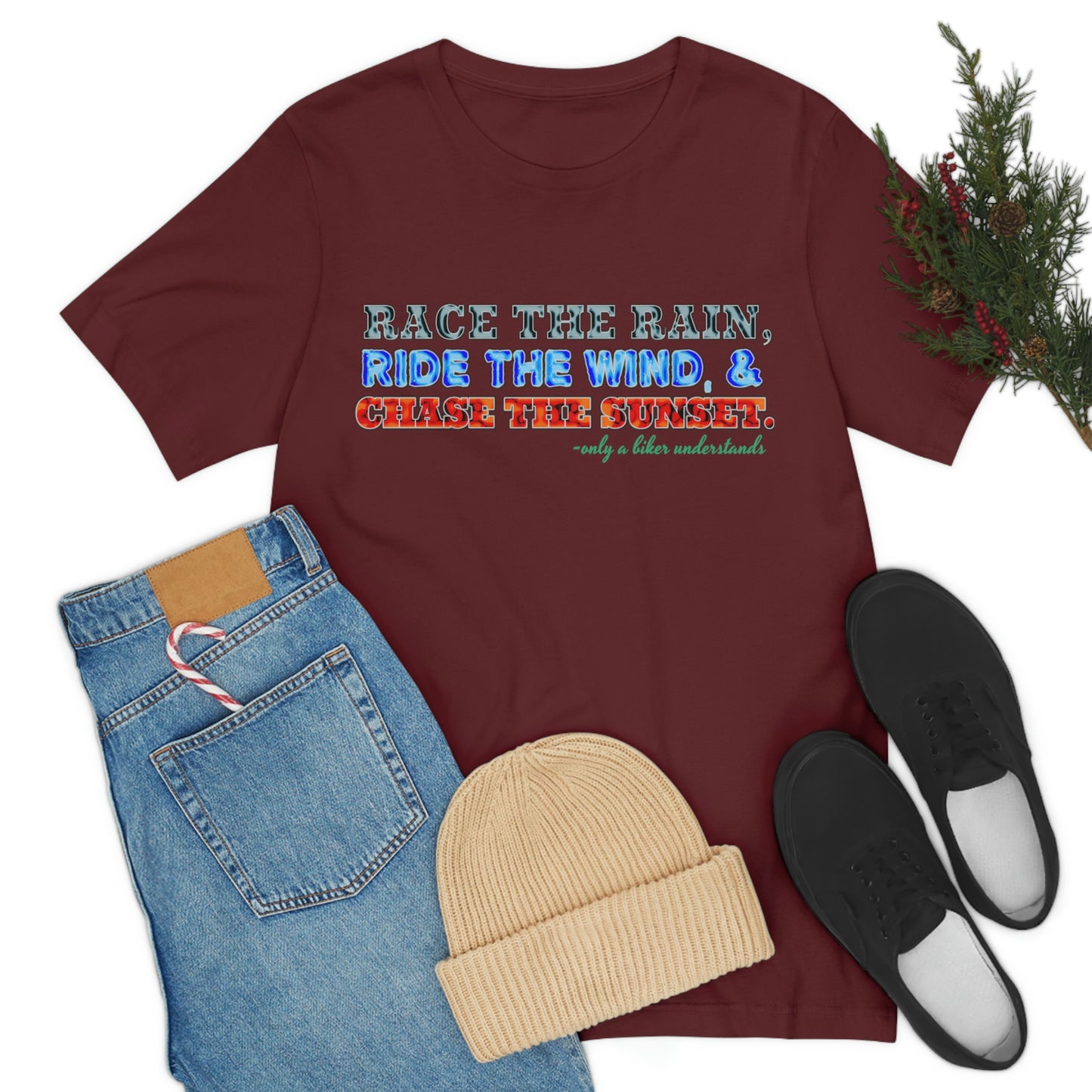 Motorcycle Short Sleeve T-Shirt - Race the rain, ride the wind, and chase the sunset. Rider Shirts, Biker shirt, Motorcycle Shirt, Gift for Rider, Gift for Bikers, Dad Shirts