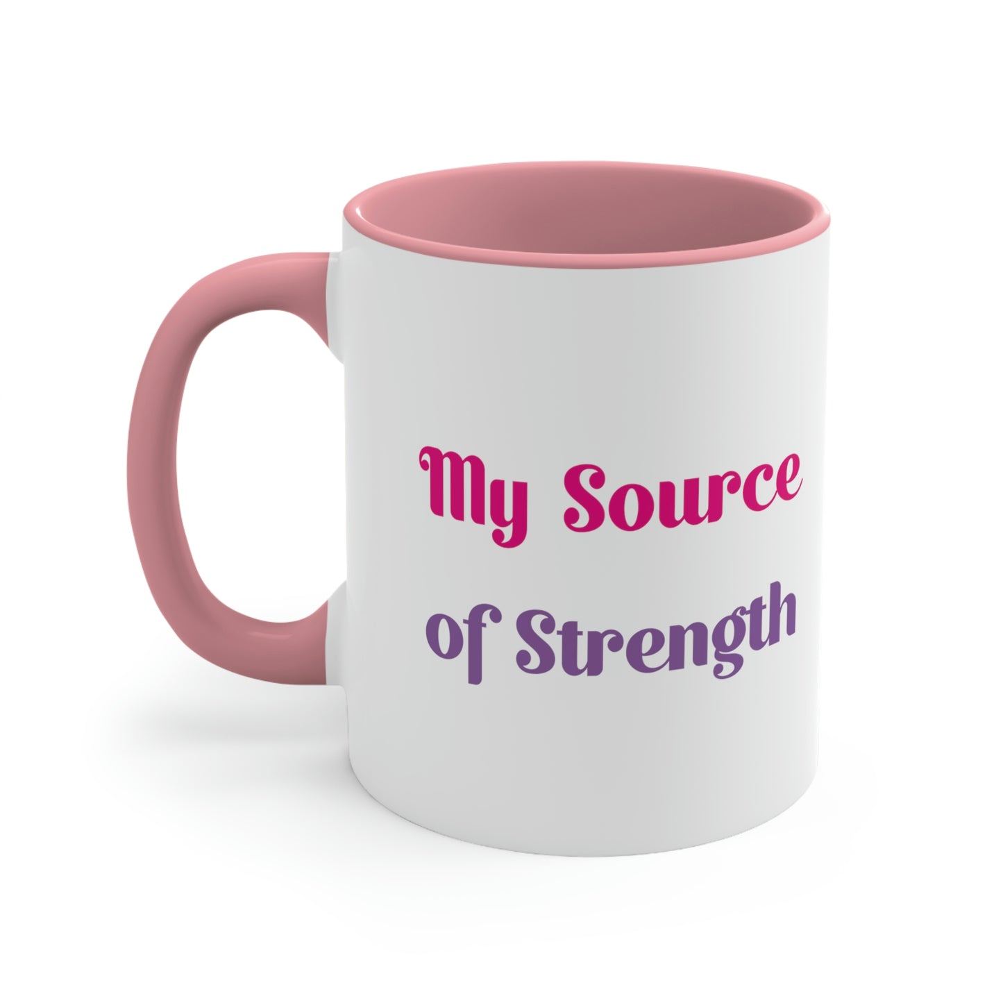 Mother's Day Coffee Mug - Mom, My Source of Strength, Gift for Mom/Grandma, Gift Ideas, Two tone Accent Mug, Drinkware