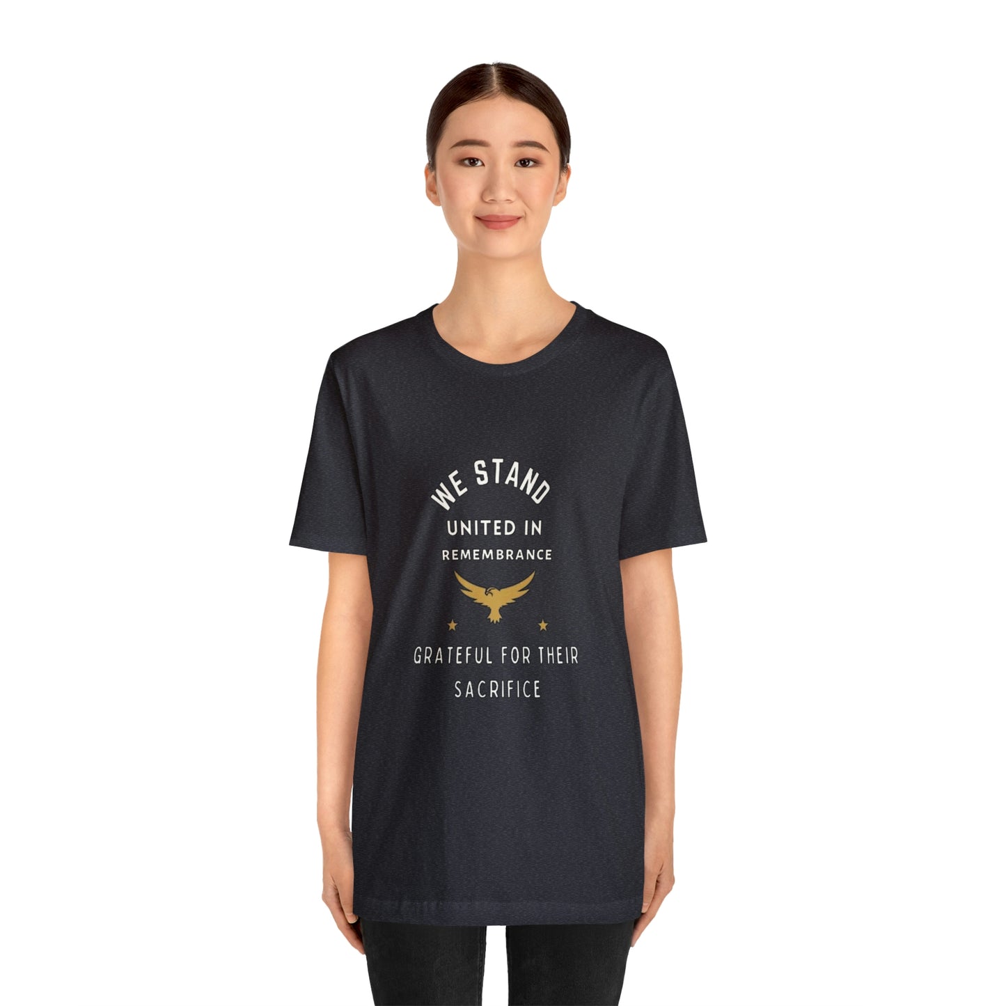 Memorial Day Short Sleeve T-Shirt - We stand united in remembrance, grateful for their sacrifice. Veterans, Military Tribute, Gift Ideas